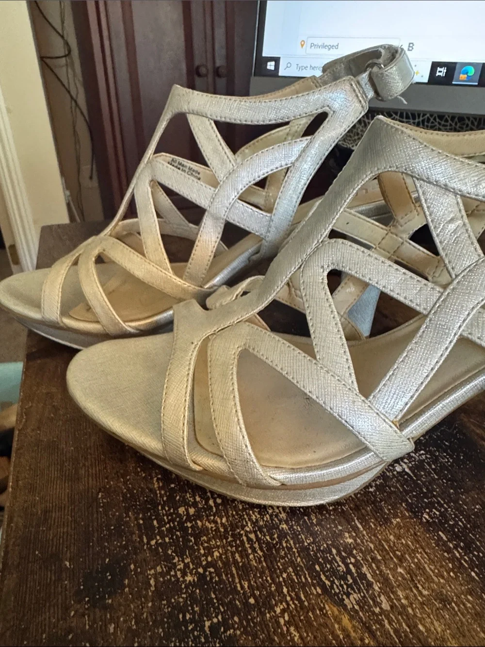 Naturalizer Metallic Champagne Strappy Heels